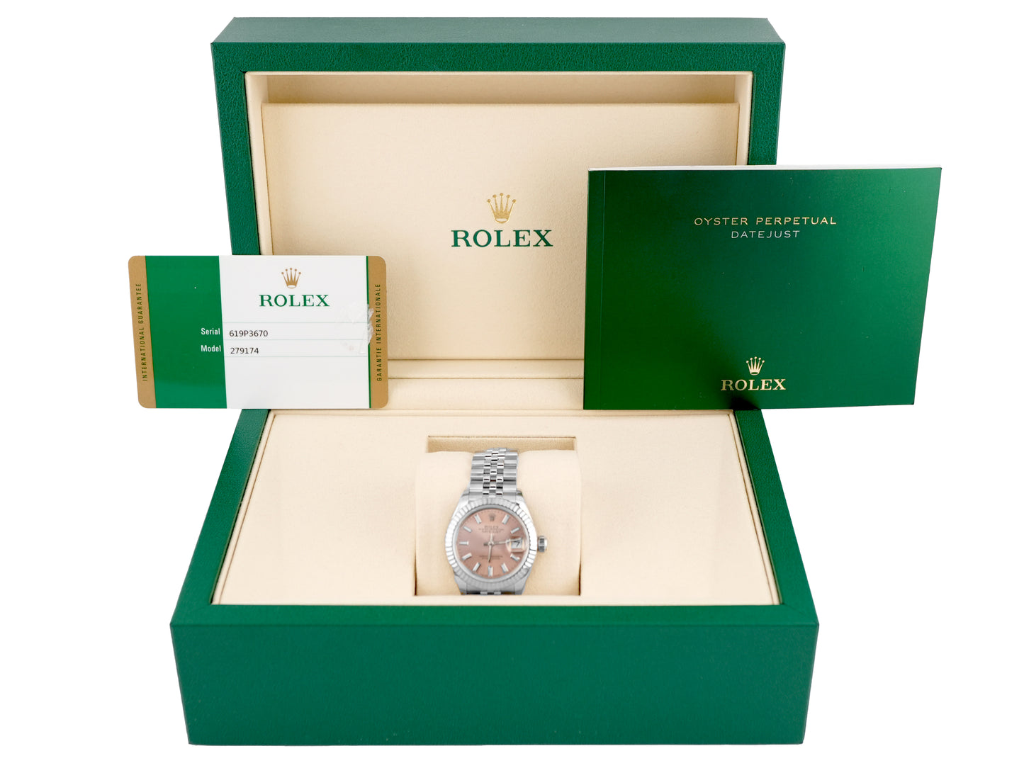 Rolex Datejust Lady Pink Index Dial on Jubilee 279174 Card 2017