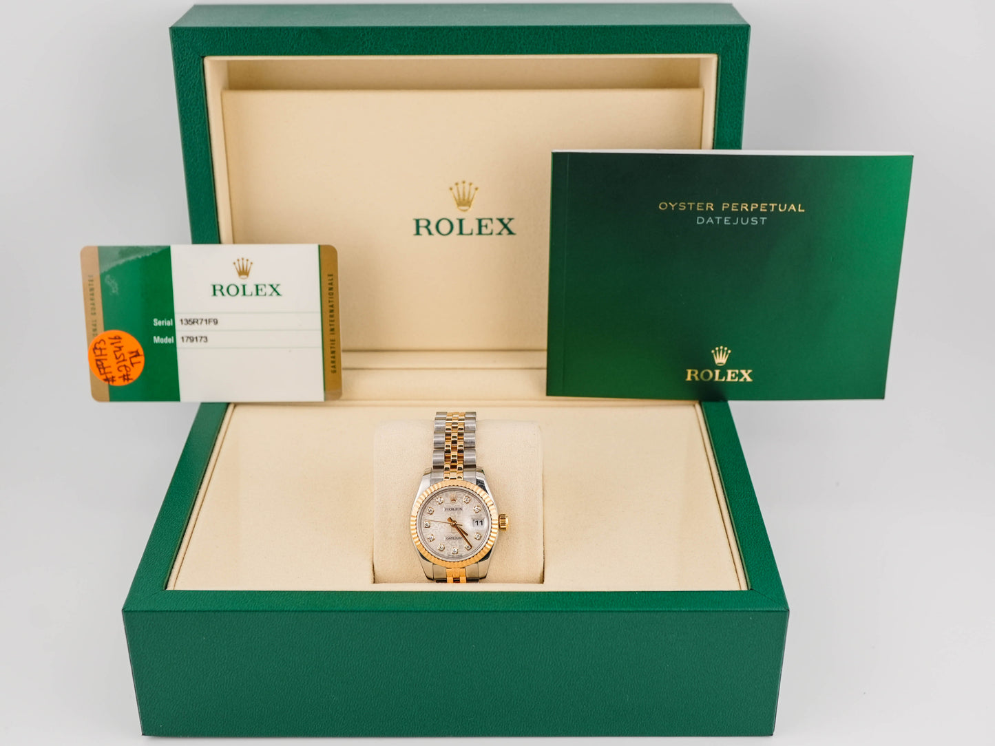 Rolex Datejust Lady Silver Jubilee Diamond Dial on Jubilee 179173 Card 2015