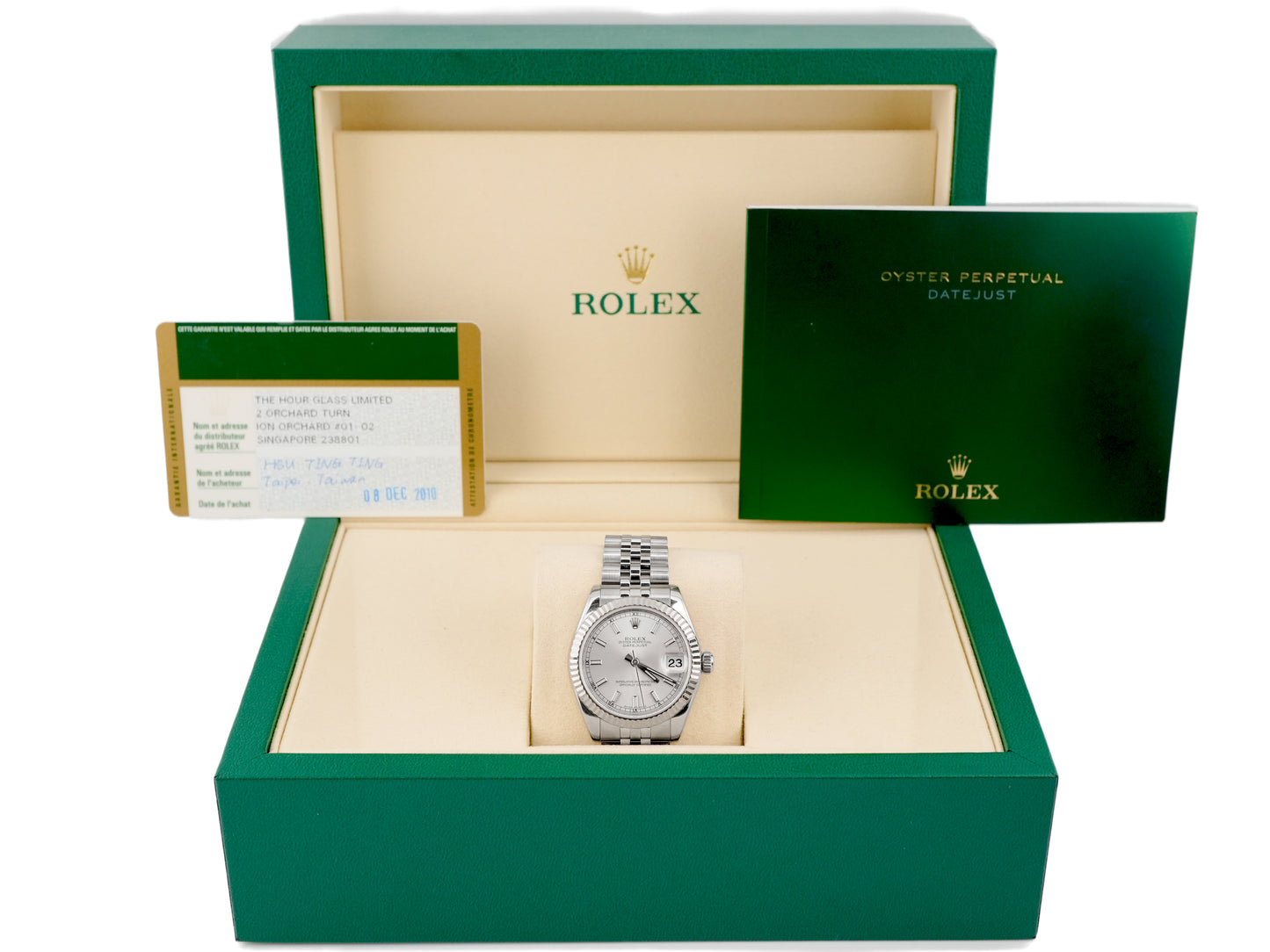 Rolex Datejust 31 Silver Stick Dial on Jubilee 178274 Card 2010