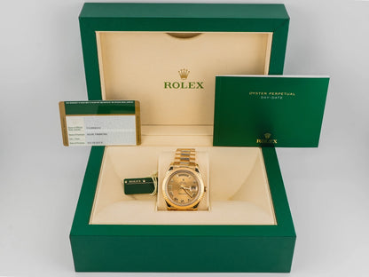 Rolex Day-Date II 41MM Champagne Roman Dial on President 218238 Card 2013