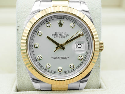 Rolex Datejust II Ivory Diamond Dial on Oyster 116333 Card 2015