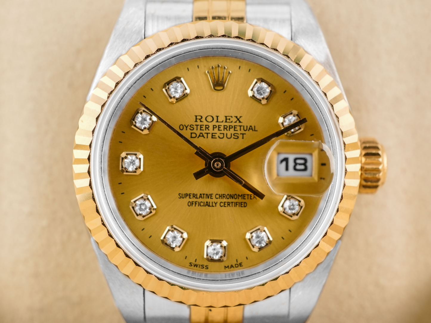 Rolex Datejust Lady Linen Stick Dial on Jubilee 69173 Papers 1995