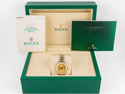 Rolex Datejust Lady Linen Stick Dial on Jubilee 69173 Papers 1995