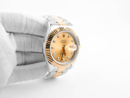 Rolex Datejust II Champagne Diamond Dial on Oyster 116333 Card 2016