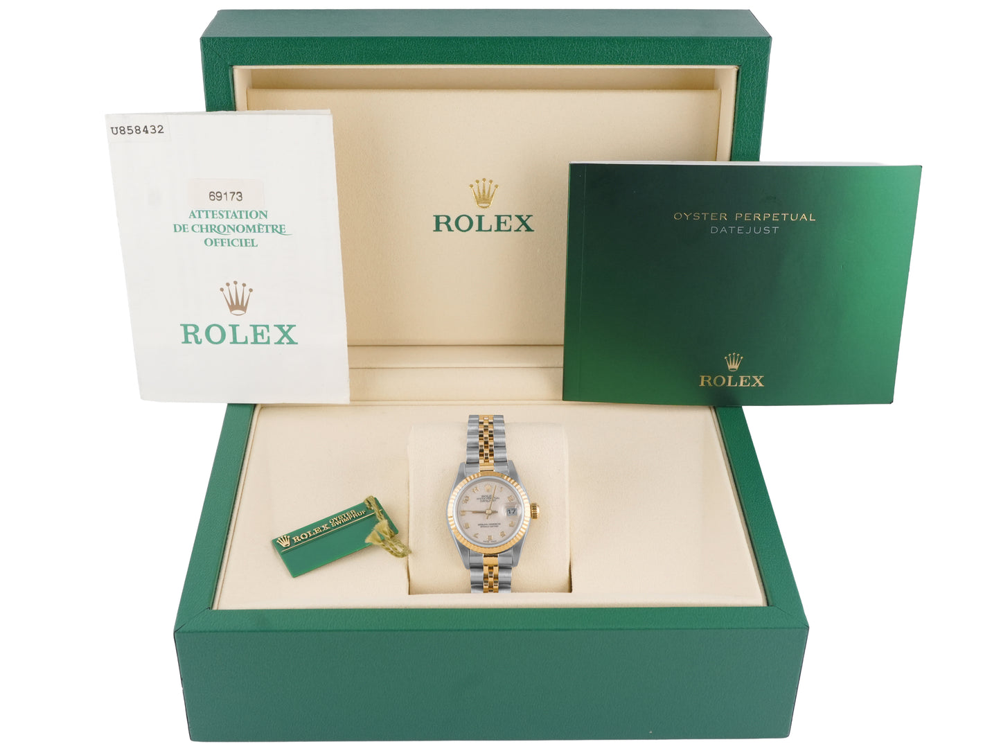 Rolex Datejust Lady Ivory Arabic Jubilee Dial on Jubilee 69173 Papers 1999