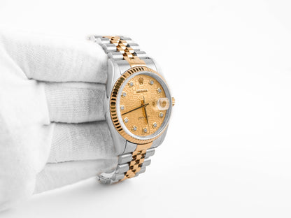 Rolex Datejust 36 Champagne Jubilee Diamond Dial Dial on Jubilee 16233 Papers 2001