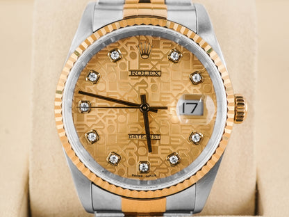 Rolex Datejust 36 Champagne Jubilee Diamond Dial Dial on Jubilee 16233 Papers 2001