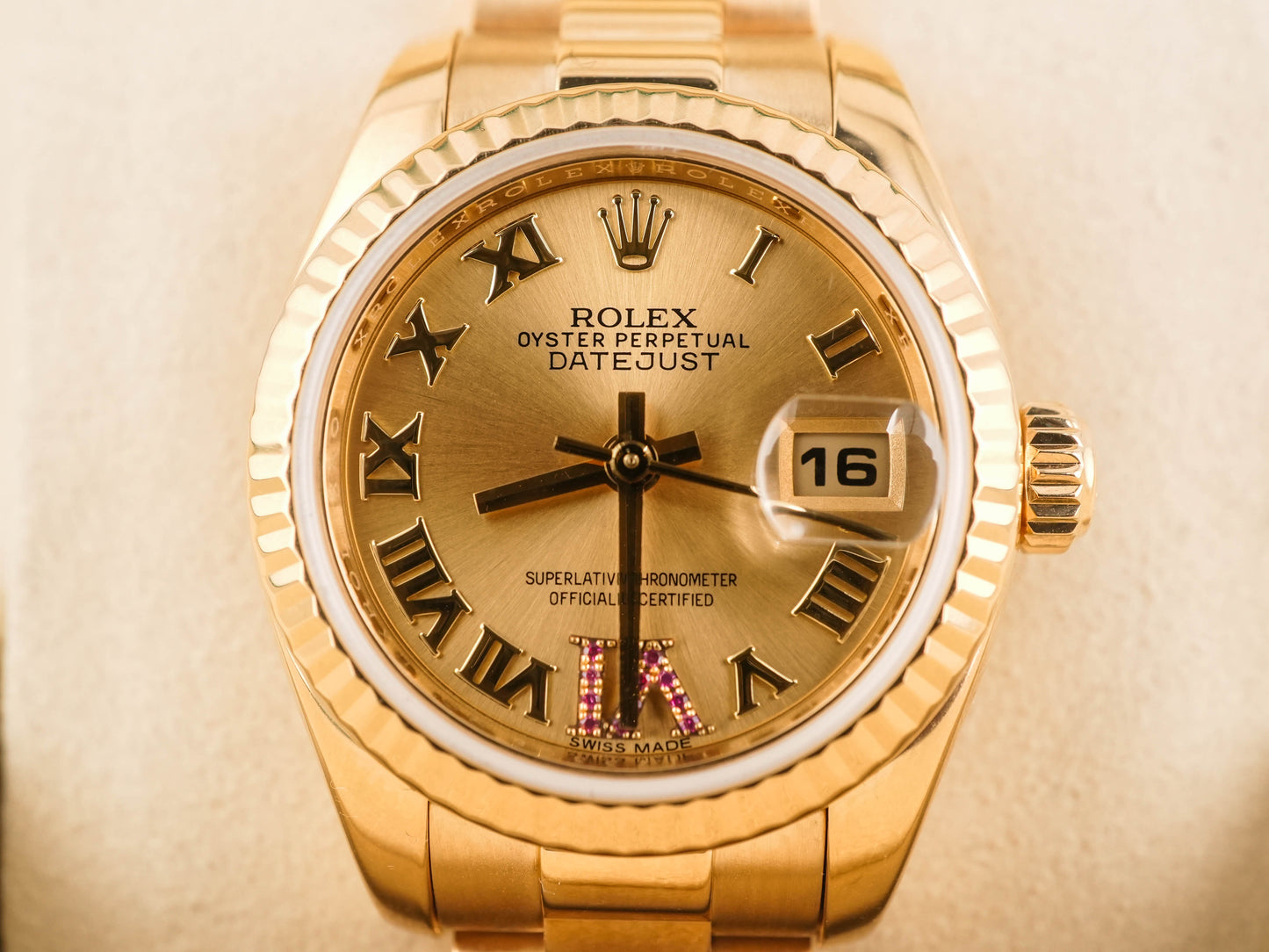 Rolex Datejust Lady President Champagne Roman With Ruby Six Dial on President 179178 Card 2016