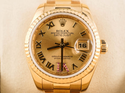 Rolex Datejust Lady President Champagne Roman With Ruby Six Dial on President 179178 Card 2016