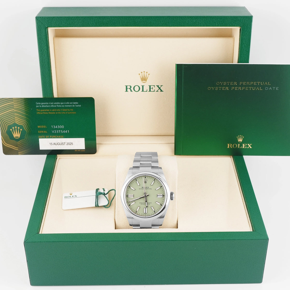 Rolex Oyster Perpetual 41 Pistachio Dial on Oyster 134300 Complete 2025