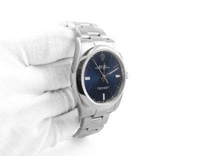 Rolex Oyster Perpetual 39 Blue Index Dial on Oyster 114300 Card 2015