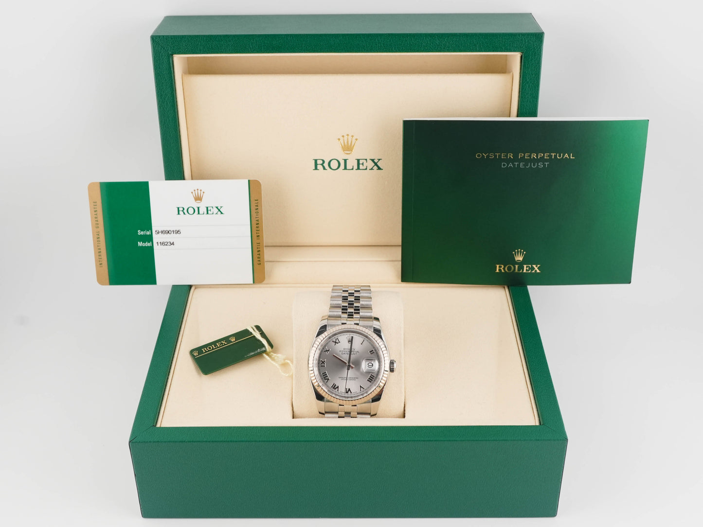 Rolex Datejust 36 Silver Roman Dial on Jubilee 116234 Card 2017