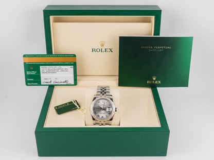 Rolex Datejust 36 Silver Roman Dial on Jubilee 116234 Card 2017