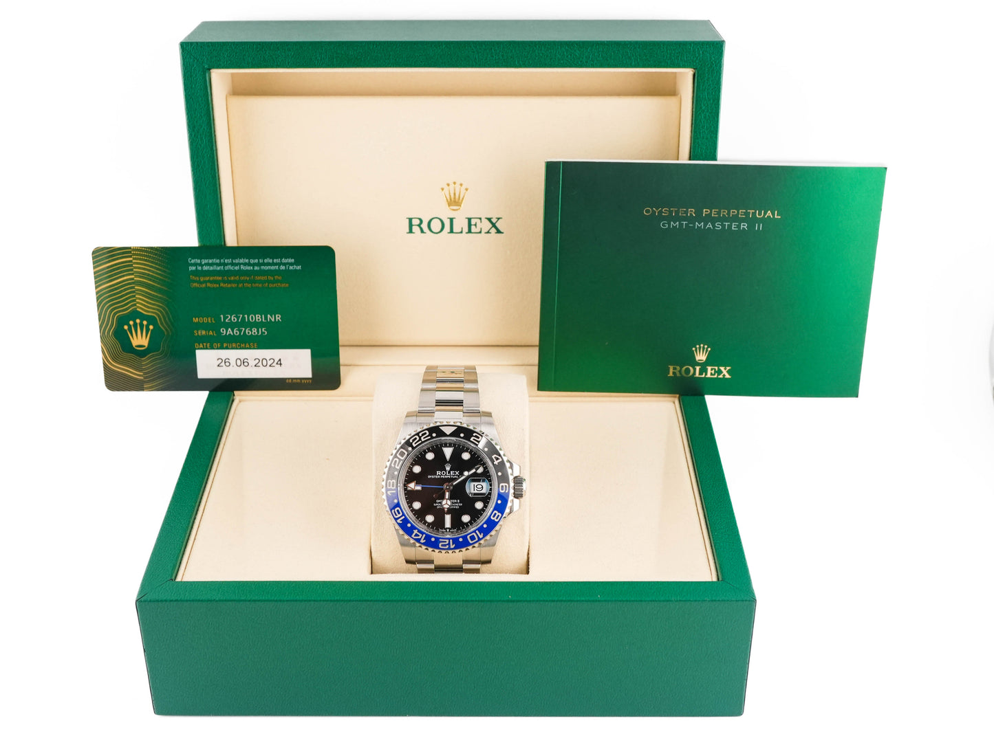 Rolex GMT-Master II Batman Black Dial on Oyster 126710BLNR Card 2024