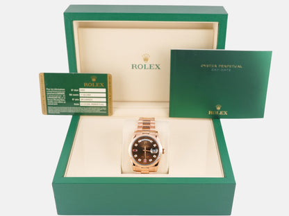 Rolex Day-Date 36 Chocolate Diamond And Ruby Dial on President 118235 Card 2013