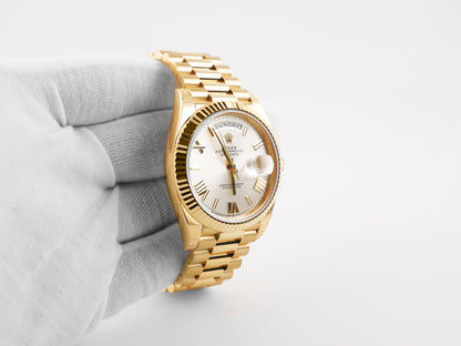 Rolex Day-Date 40 Silver Bevelled Roman Dial on President 228238 Card 2025