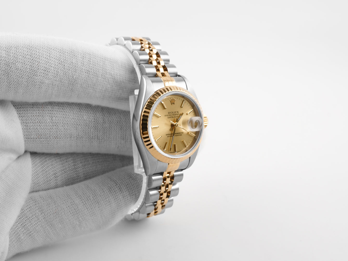 Rolex Datejust Lady Champagne Stick Dial on Jubilee 79173 Papers 1999