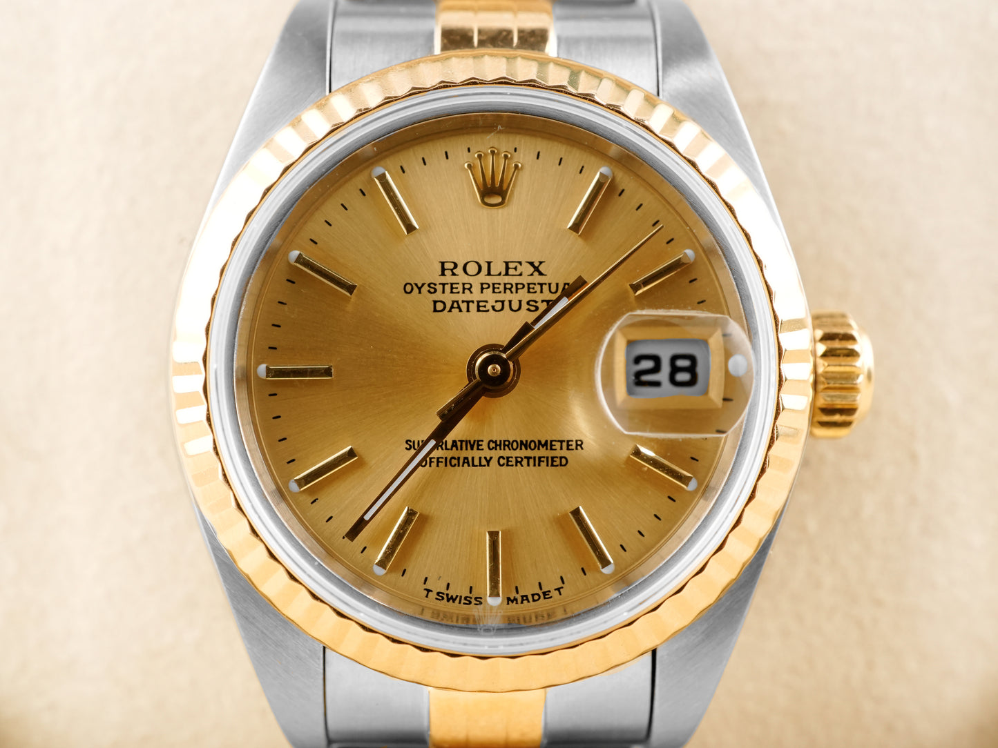 Rolex Datejust Lady Champagne Stick Dial on Jubilee 79173 Papers 1999