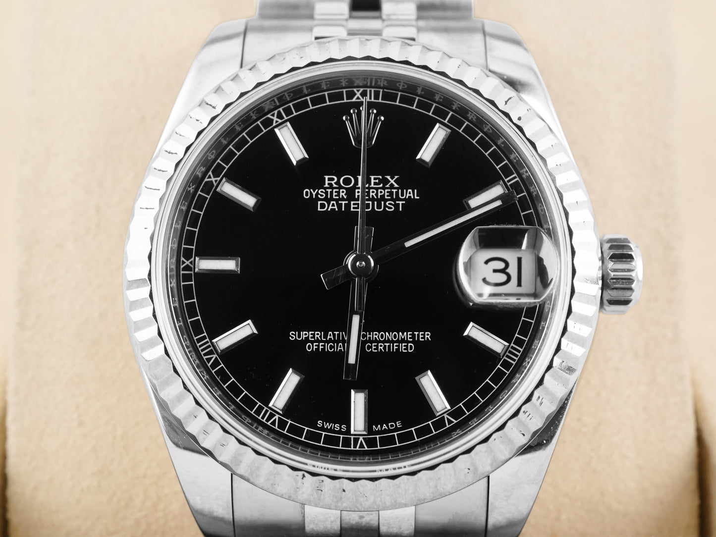 Rolex Datejust 31 Black Stick Dial on Jubilee 178274 Card 2015