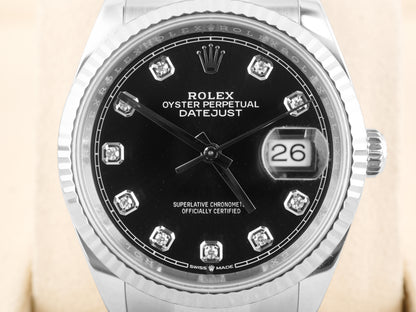 Rolex Datejust 36 Black Diamond Dial on Oyster 126234 Card 2023