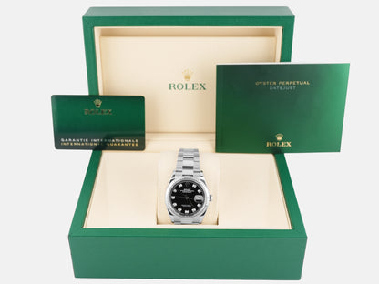 Rolex Datejust 36 Black Diamond Dial on Oyster 126234 Card 2023