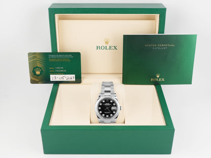 Rolex Datejust 36 Black Diamond Dial on Oyster 126234 Card 2023