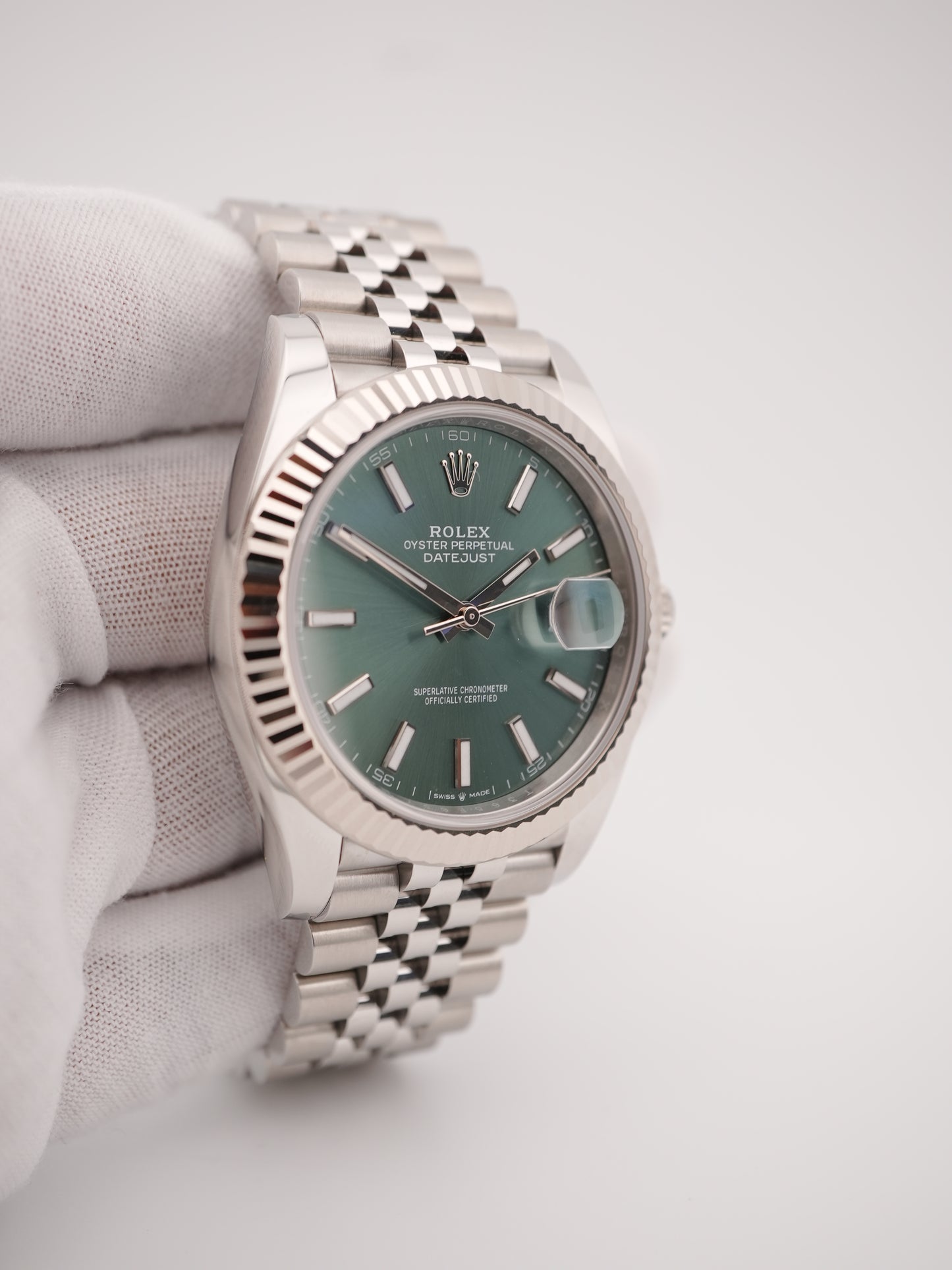 Rolex Datejust 41 Mint Green Index Dial on Jubilee 126334 Complete 2025