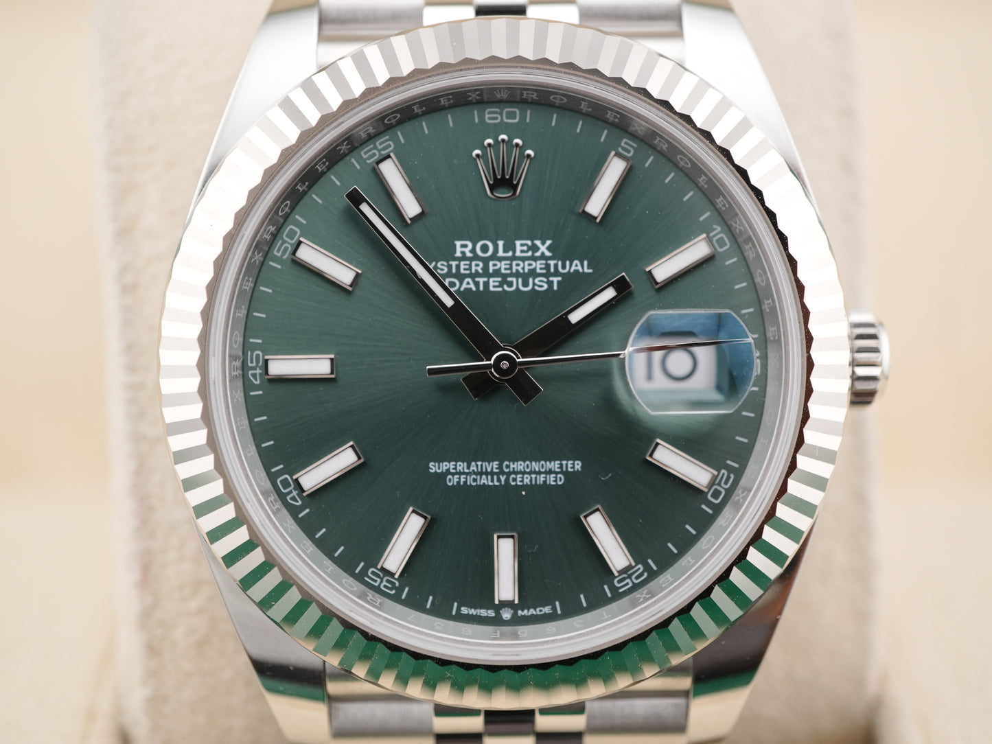 Rolex Datejust 41 Mint Green Index Dial on Jubilee 126334 Complete 2025