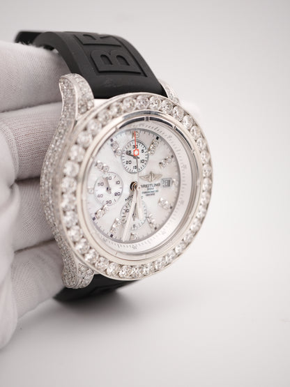 Breitling Super Avenger Custom White MOP Diamond Dial Dial on Rubber Strap A13370 2012