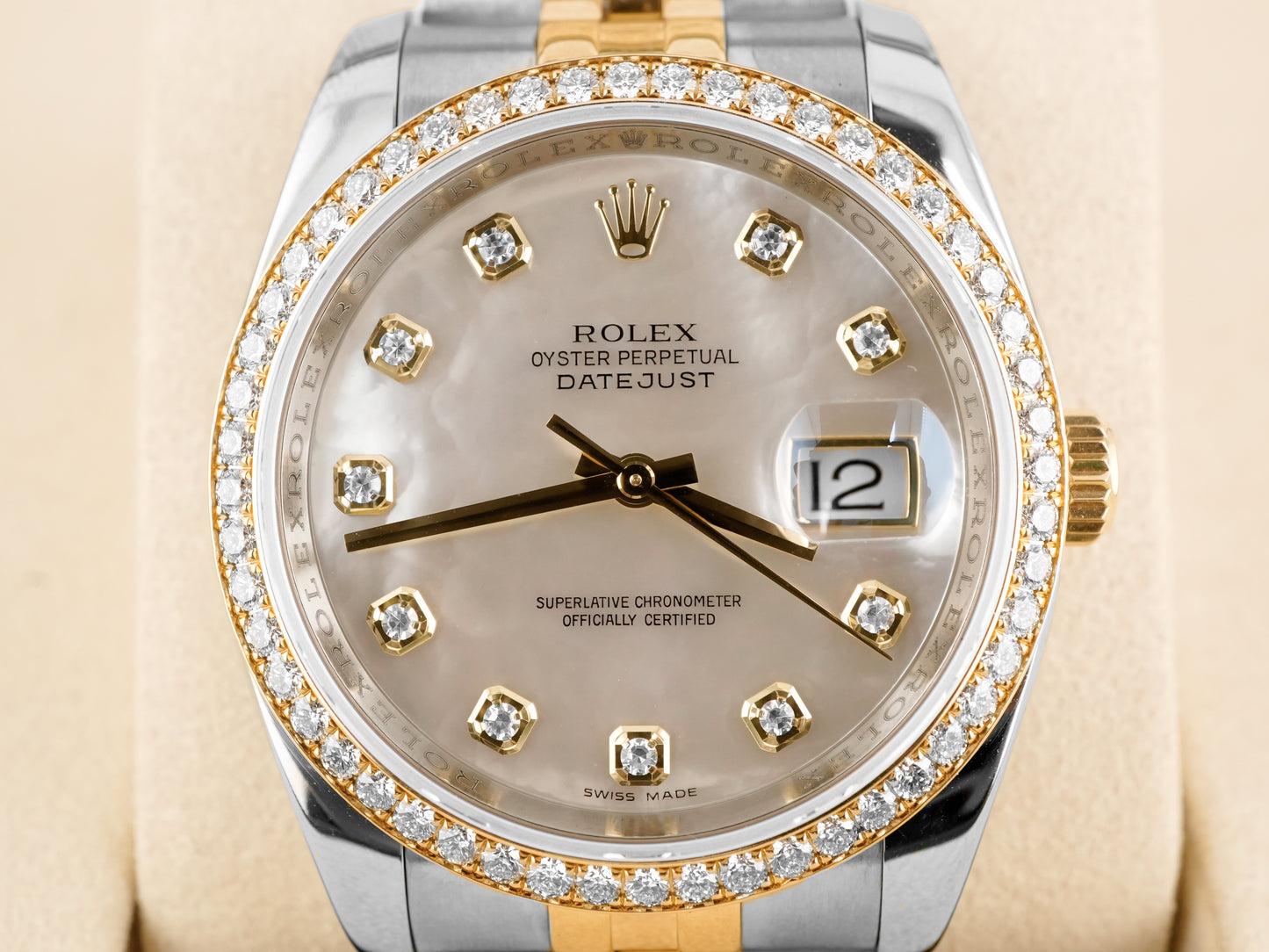 Rolex Datejust 36 Mother of Pearl Diamond Dial on Jubilee 116243 Card 2015