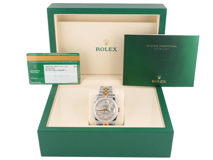Rolex Datejust 36 Mother of Pearl Diamond Dial on Jubilee 116243 Card 2015