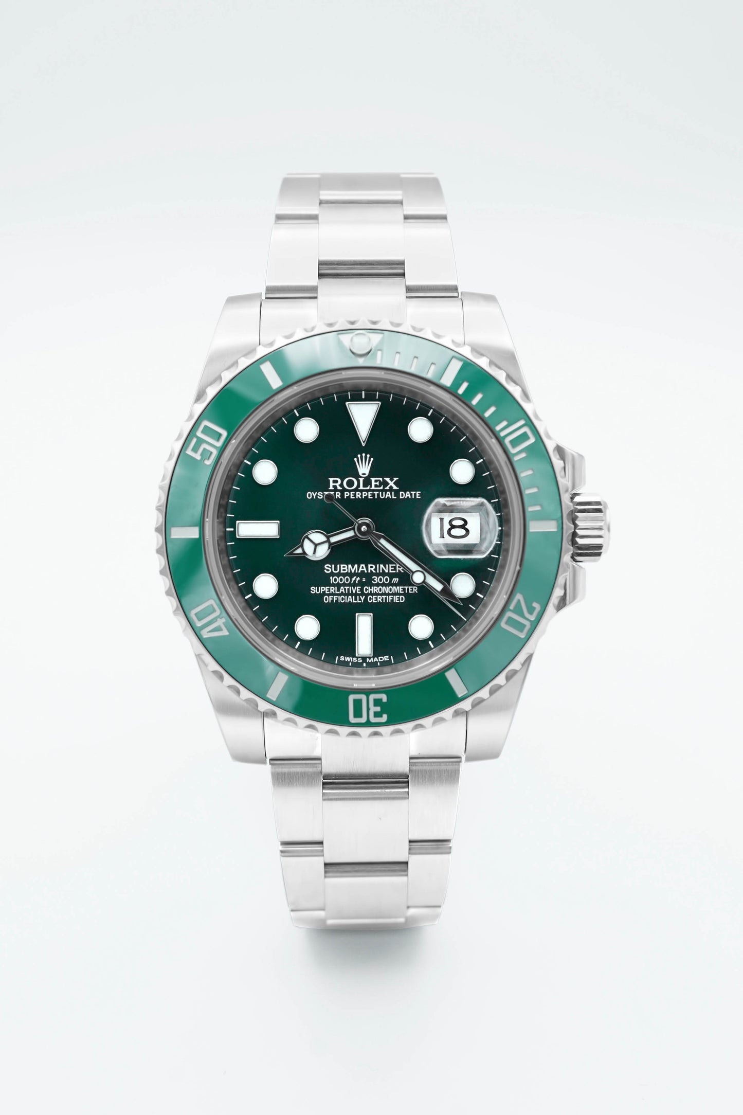 Rolex Submariner Hulk Green Dial on Oyster 116610LV Card 2015
