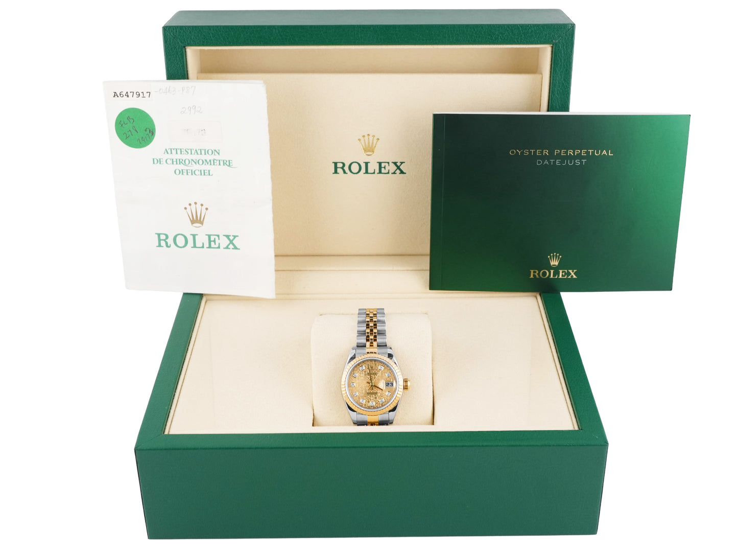 Rolex Datejust Lady Champagne Jubilee Diamond Dial on Jubilee 79173 Papers 2000