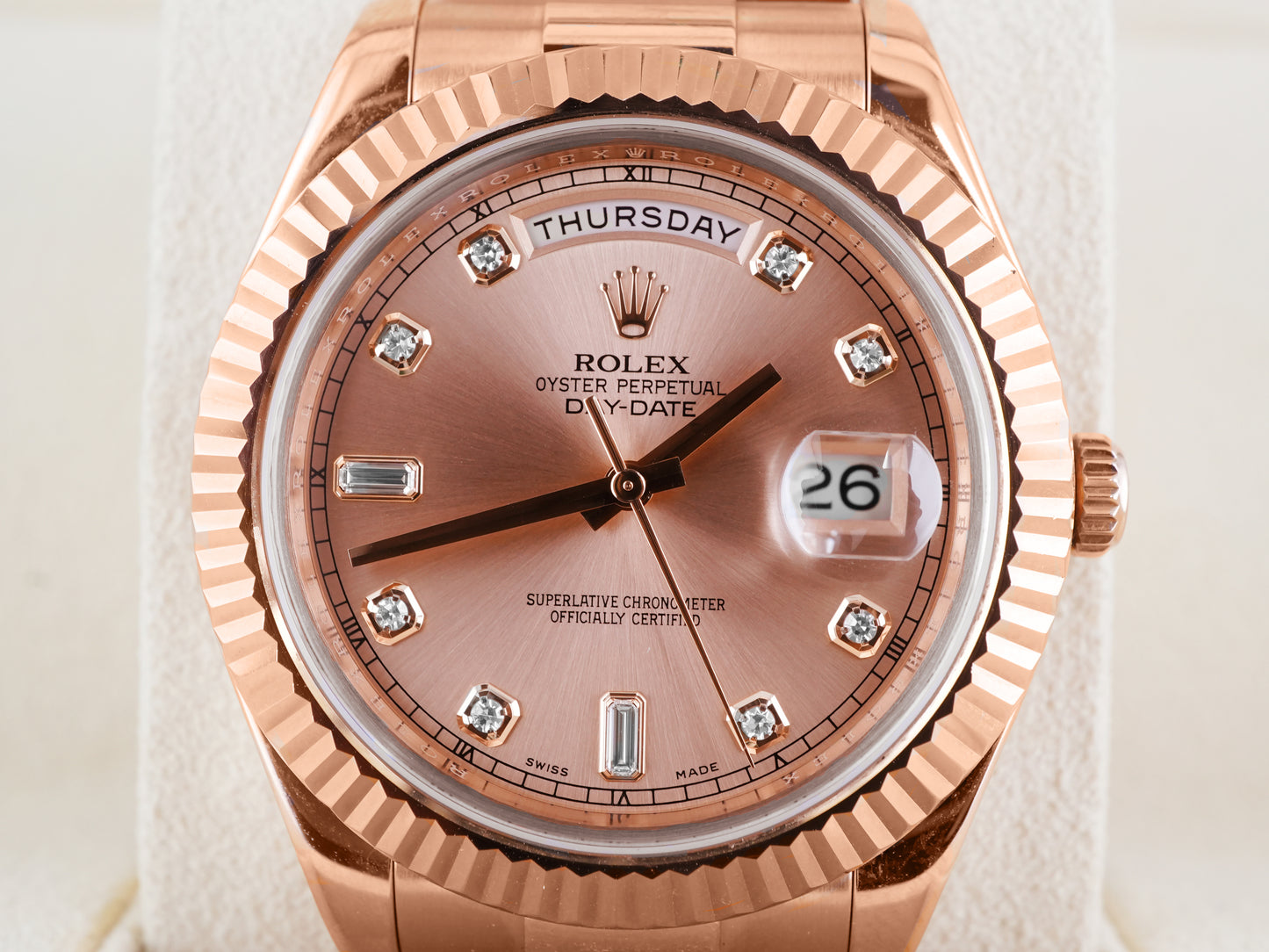 Rolex Day-Date 41 Sundust Diamond Dial on President 218235 Card 2010