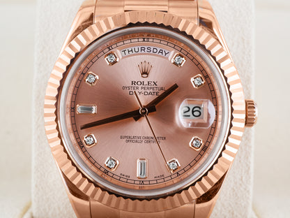 Rolex Day-Date 41 Sundust Diamond Dial on President 218235 Card 2010