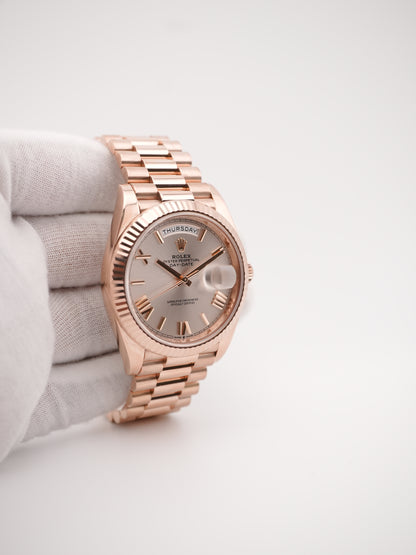 Rolex Day-Date 40 Sundust Bevelled Roman Dial on President 228235 Card 2022