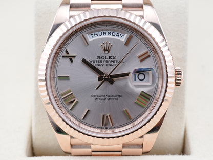 Rolex Day-Date 40 Sundust Bevelled Roman Dial on President 228235 Card 2022