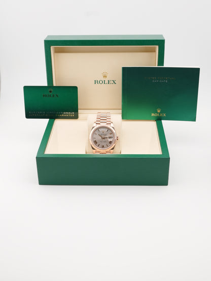 Rolex Day-Date 40 Sundust Bevelled Roman Dial on President 228235 Card 2022