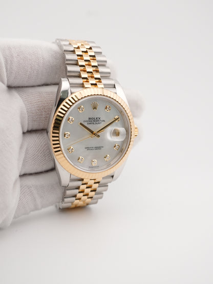 Rolex Datejust 41 White Mother-Of-Pearl Diamond Dial on Jubilee 126333 Card 2018