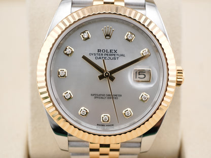 Rolex Datejust 41 White Mother-Of-Pearl Diamond Dial on Jubilee 126333 Card 2018