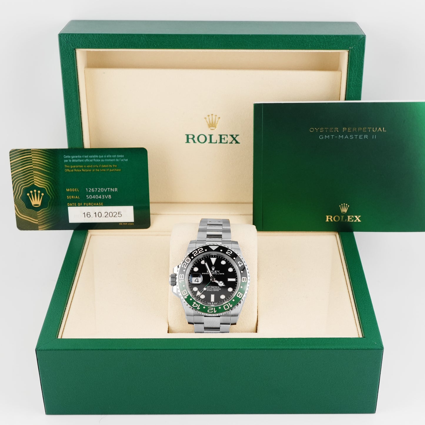 Rolex GMT-Master II "Sprite" Black Dial on Oyster 126720VTNR Card 2025