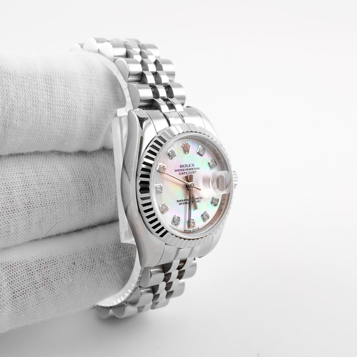 Rolex Datejust Lady Mother of Pearl Diamond Dial on Jubilee 179174 Card 2010