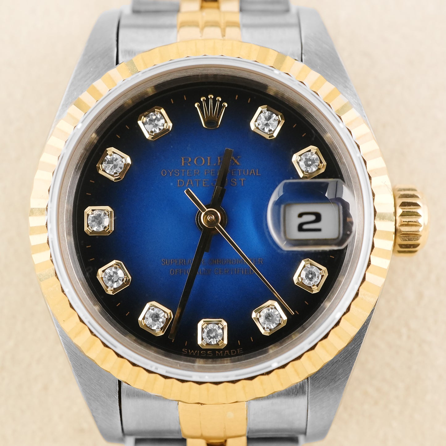 Rolex Datejust Lady Blue Vingrette Diamond Dial on Jubilee 69173 Papers 1998