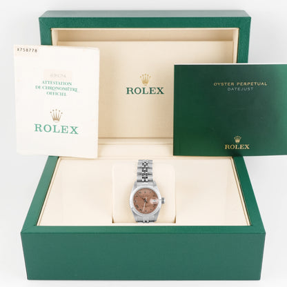 Rolex Datejust Lady Salmon Roman Dial on Jubilee 69174 Papers 1993