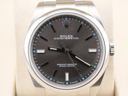 Rolex Oyster Perpetual 39 Dark Rhodium Index Dial on Oyster 114300 Card 2017