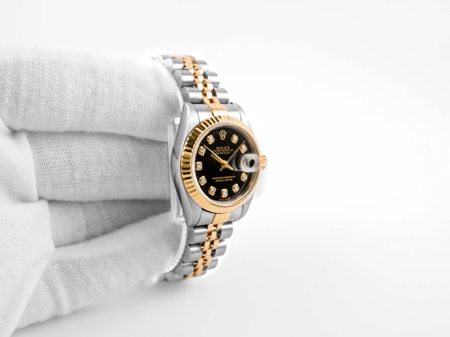 Rolex Datejust Lady Black Diamond Dial on Jubilee 69173 Papers 1994