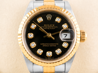 Rolex Datejust Lady Black Diamond Dial on Jubilee 69173 Papers 1994