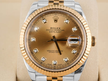Rolex Datejust 41 Champagne Diamond Dial on Jubilee 126333 Card 2018