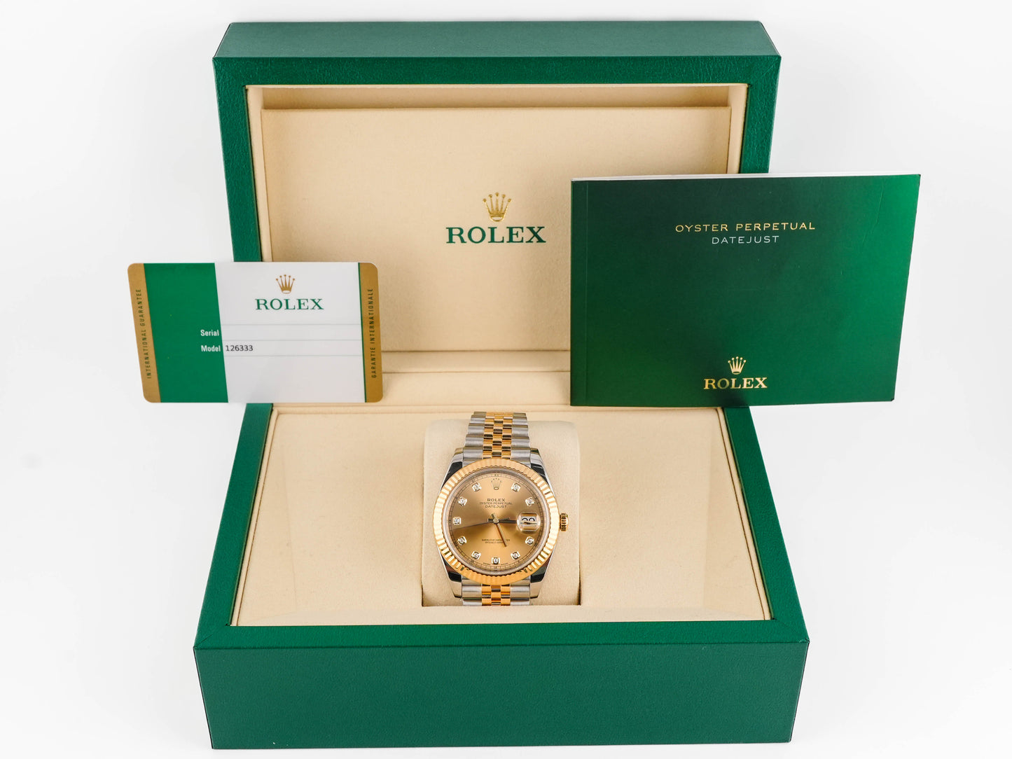 Rolex Datejust 41 Champagne Diamond Dial on Jubilee 126333 Card 2018