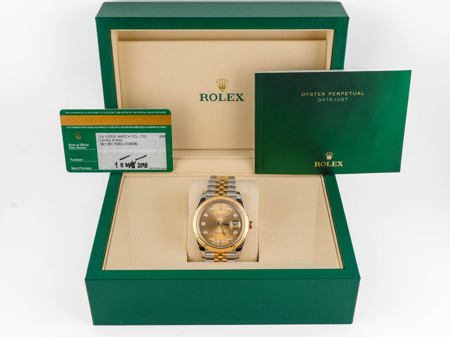 Rolex Datejust 41 Champagne Diamond Dial on Jubilee 126333 Card 2018